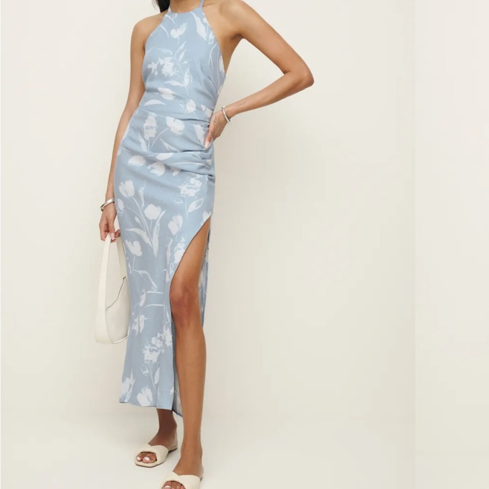 Reformation Light Blue Floral Maxi Dress